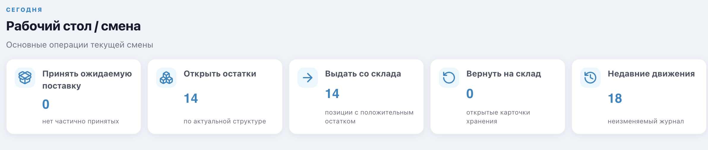 Рабочий стол смены